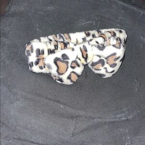 Leopard Print Plush Bow Headband